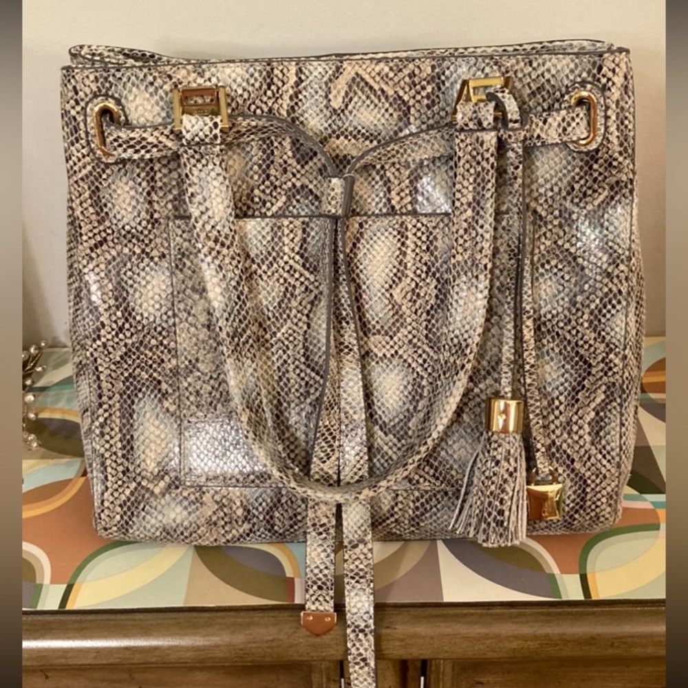Leather GILI Blue Snake Handbag
